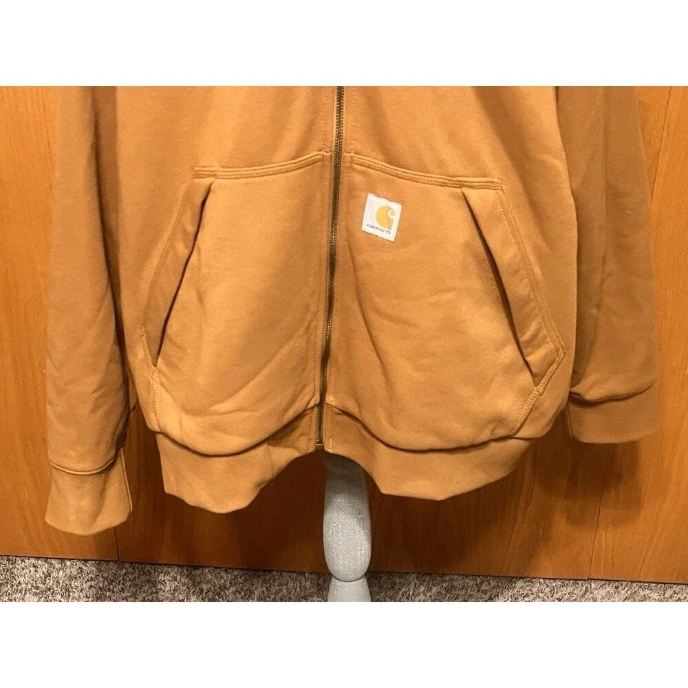 Carhartt Rain Defender Sherpa Lined Jacket Hoodie Mens 2XL Tan NWOT TS3308-M